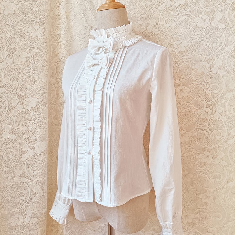 裏起毛スタンドカラーリボンブラウス／select | tulle オンラインストア