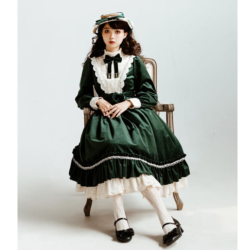 Dollyベロアワンピース グリーン／select | tulle オンラインストア