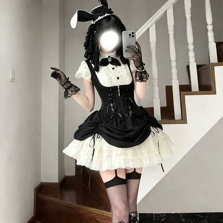 Brulee Bunny ジャンパースカート（単体）　ブラック