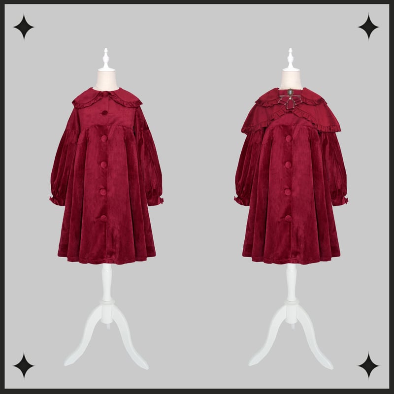 Velvet Antiquedoll ケープ付きコート ワイン/select | tulle Velvet Antiquedoll ケープ付きコート ワイン/select | tulle