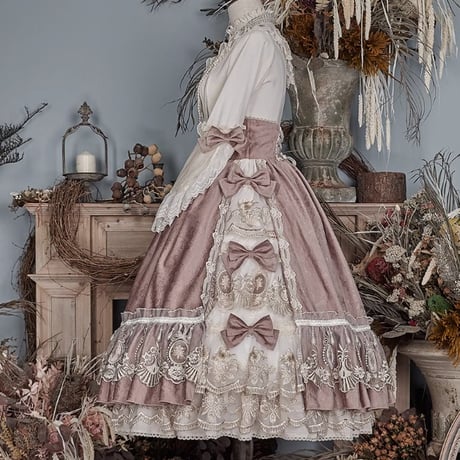 Elegant Salon Tea Party スカート　グレイッシュピンク／Select