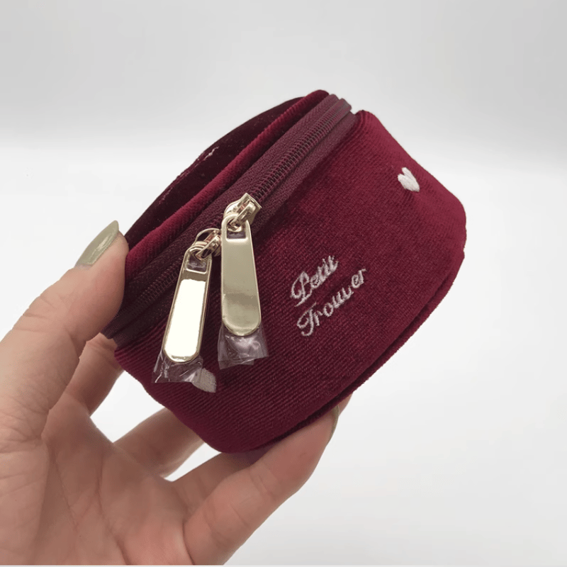 Heart刺繍ベロアアクセサリーポーチ（3色）／select | tulle