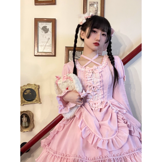 Lovelyピンク×レースおリボンワンピース Lovelyピンク×レースおリボンワンピース