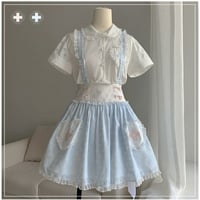 Little Nurseストラップスカート サックス×ピンク