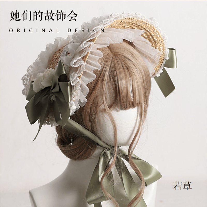 L'arist cratie ハンドメイド 麦わらボンネット ストローボンネ L'arist cratie ハンドメイド 麦わらボンネット ストローボンネ