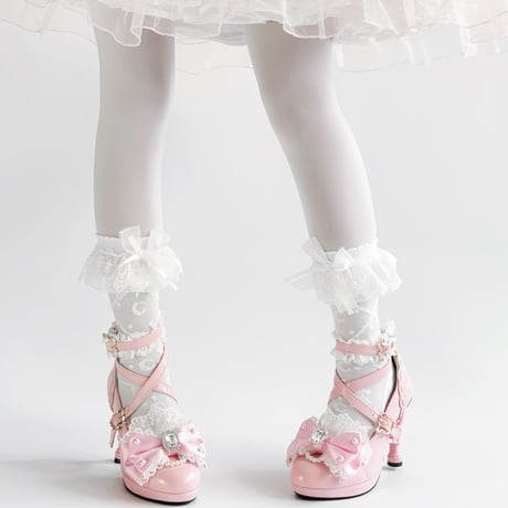 平成雪姫 ハートヒールロココシューズ　ミルキーピンク