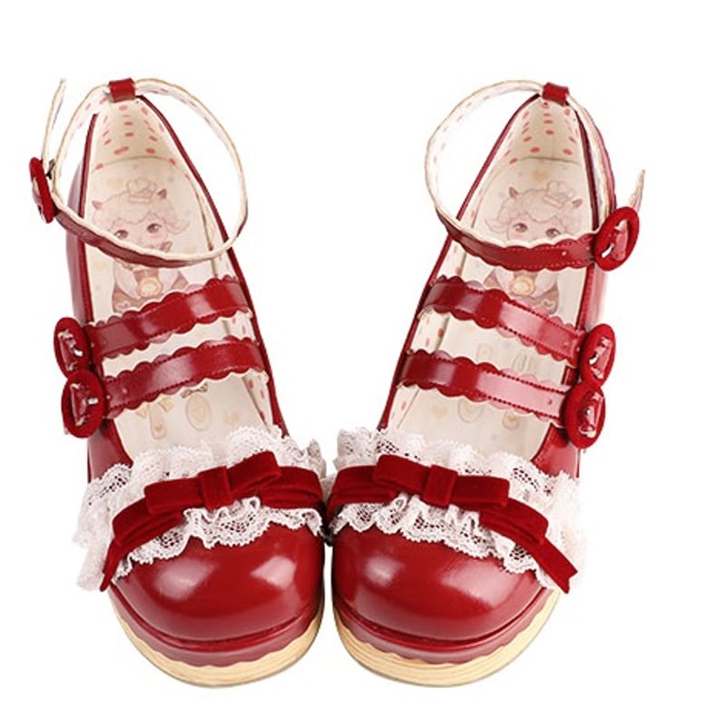 Tiramisuレースストラップシューズ レッド | tulle オンラインストア