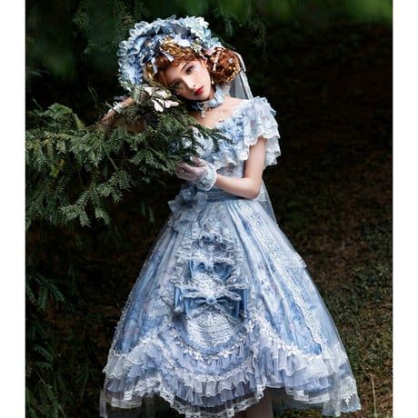 Floral Ribbonドレスset　サックス／select