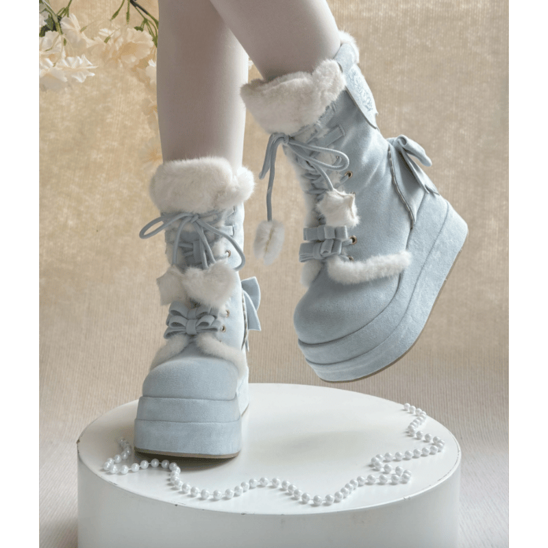 受注商品〉レースアップムートンブーツ サックス | tulle オンラインストア