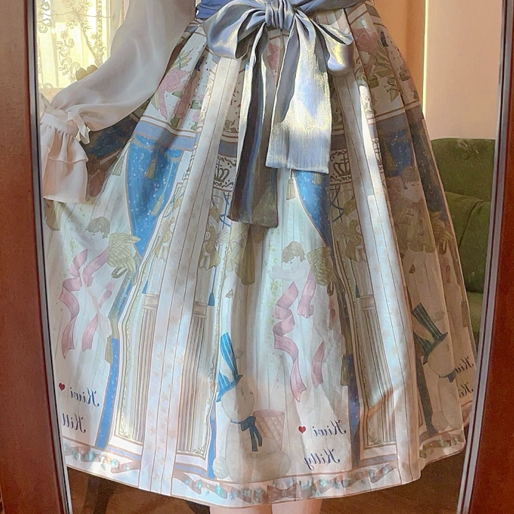 ブルブブ★即完売ヒッコリージャンスカXS☆サックス★スカート新品タグ付き Fragrant Floral Menuet ジャンパースカート（サックス