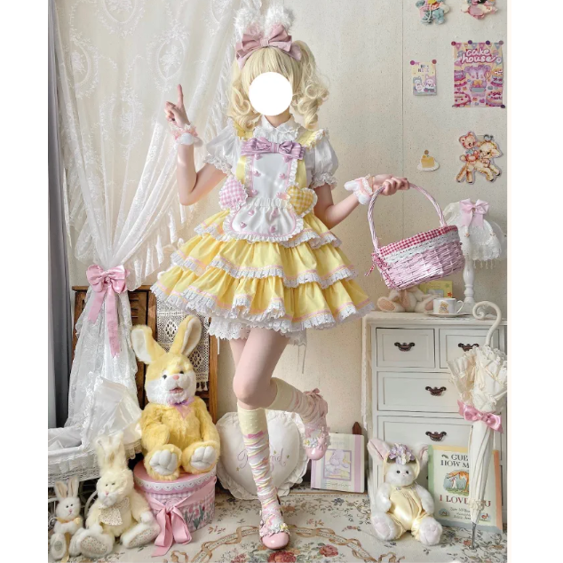 Sweet Waitressエプロン付きサロペット イエロー／select | tulle オ