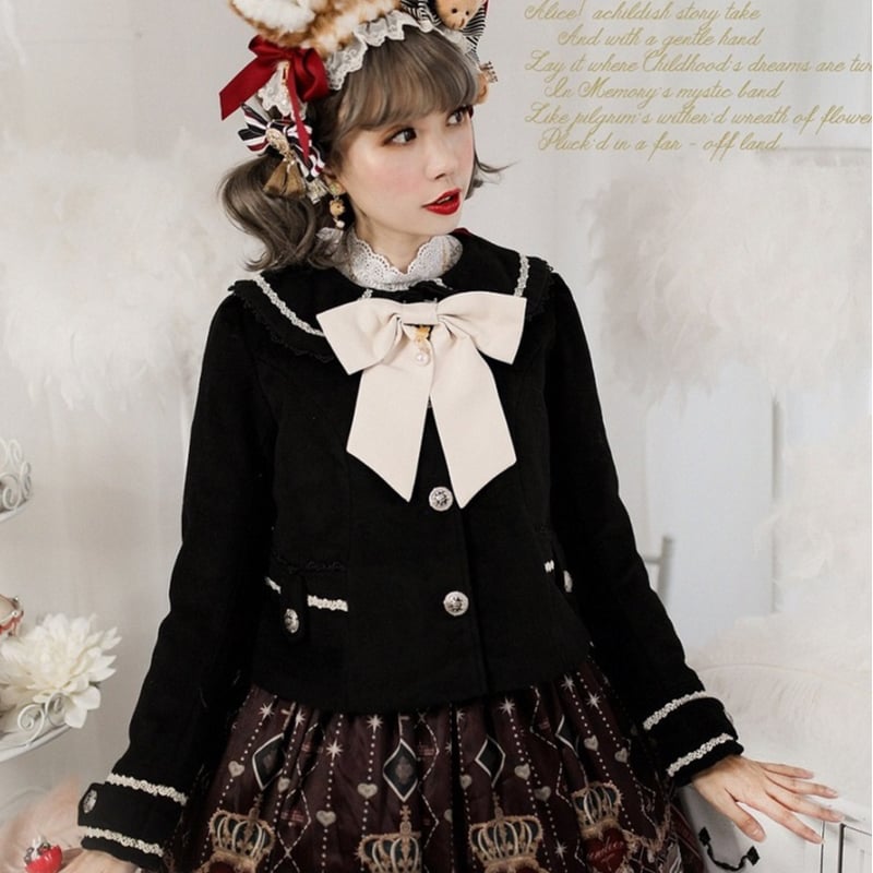 バンビ耳付きフードショートコート ブラック/select | tulle バンビ耳付きフードショートコート ブラック/select | tulle