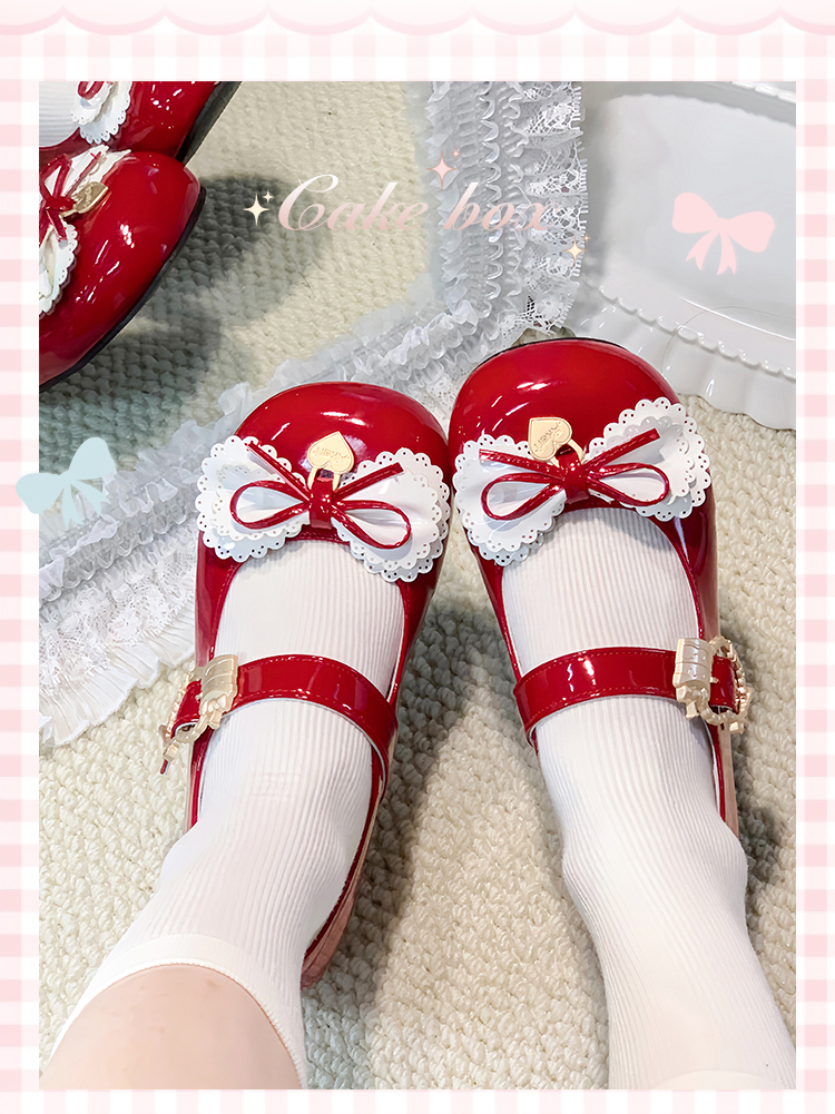 スカラップリボンローヒールパンプス レッド | tulle オンラインストア