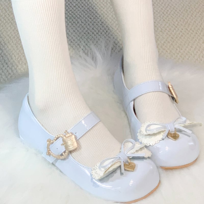 MILK ミルク パンプス 白 ストラップ ヒール スカラップ フリル スカラップリボンローヒールパンプス サックス | tulle オンラインストア