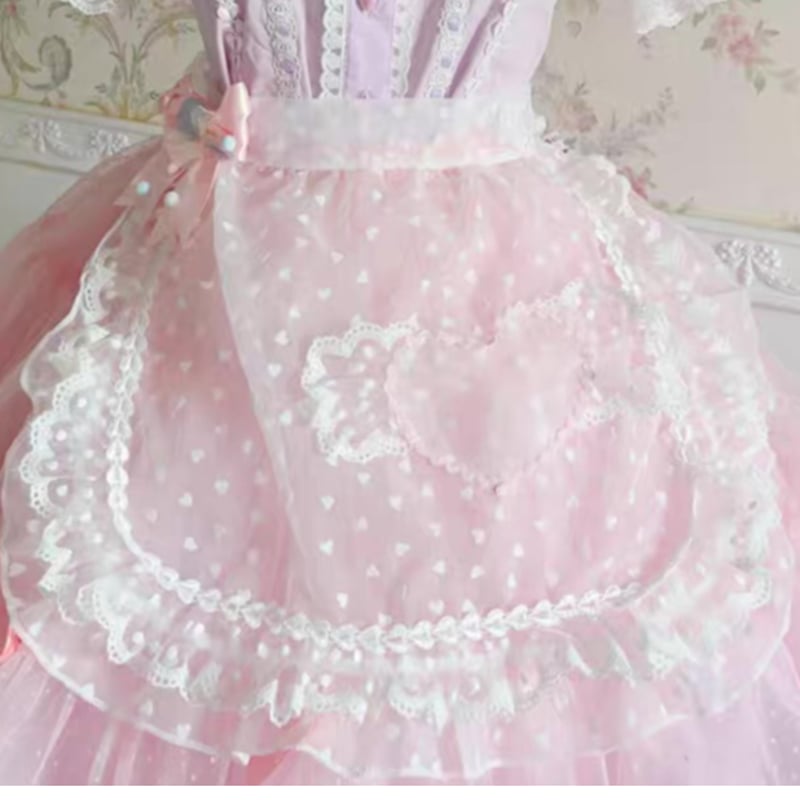 ハート柄オーガンジーエプロン 2色／select | tulle オンラインストア