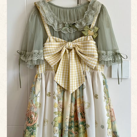 brown manor 2wayレースブラウス グリーン