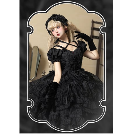 Millefile Lacyヘッドドレス＆ワンピースset　ブラック／select