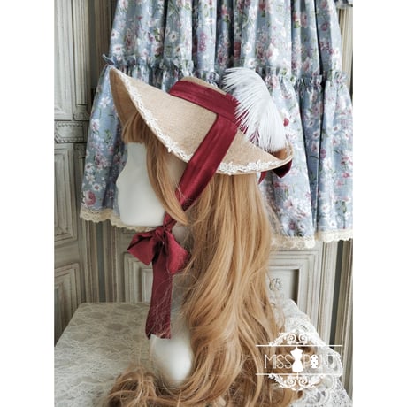 European rose＆Featherドレスハット　ワイン／select