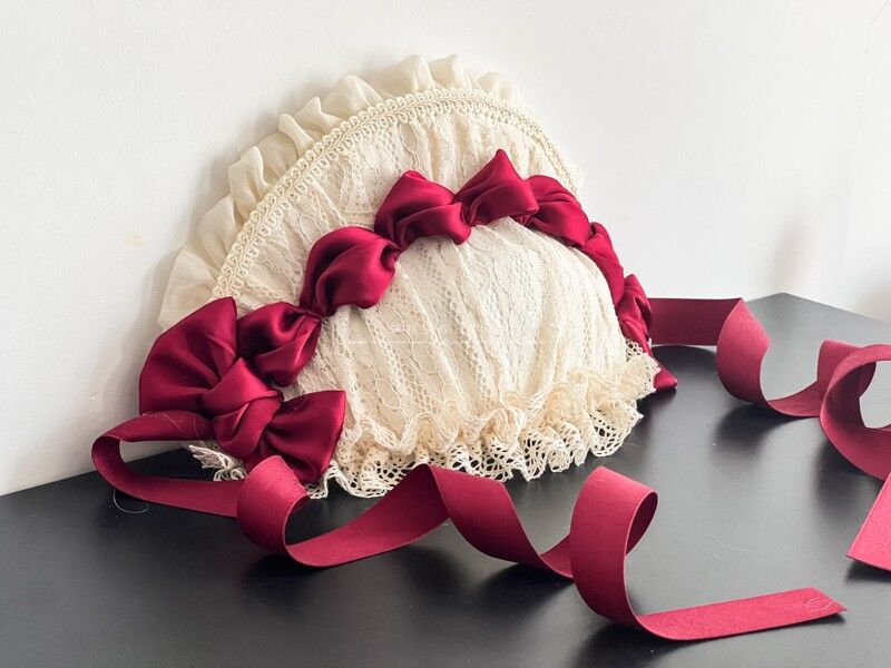 Victorian Maiden　リラックスレーシーボンネット　ボルドー Harvest Lacey Bonnet by Victorian Maiden