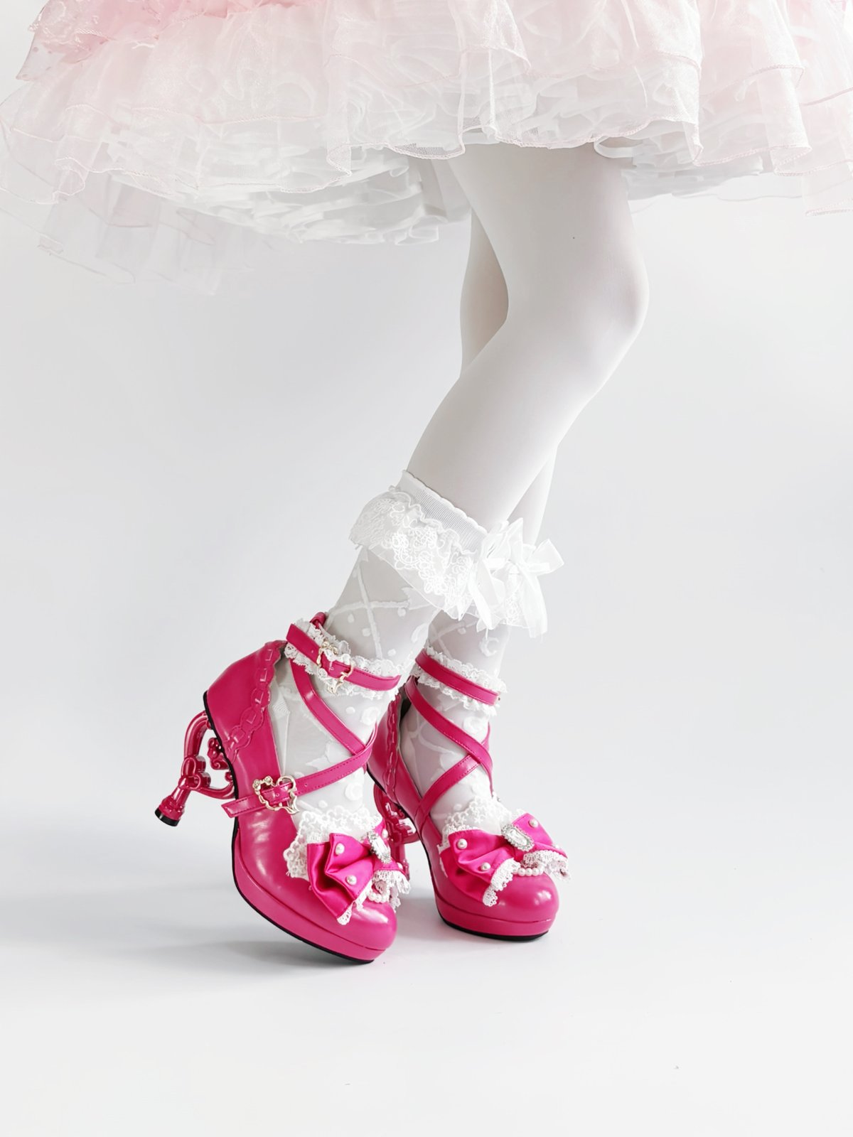 平成雪姫 ハートヒールロココシューズ ローズピンク | tulle