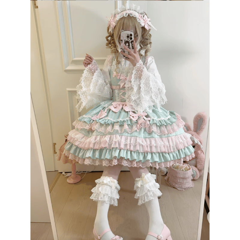 BABY プリンセスジャンパースカート ペールミント Rococo Princessジャンパースカート ミント×ピンク | tulle オンライン