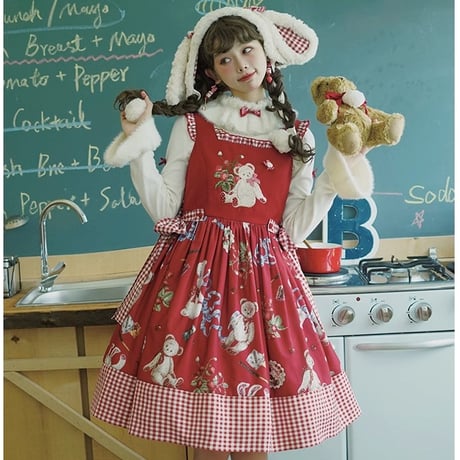 Strawberry TeddyBearジャンパースカート　2色／Select