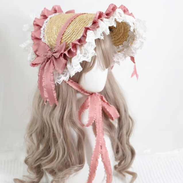 Strawberry 麦わらボンネット ピンク | tulle オンラインストア