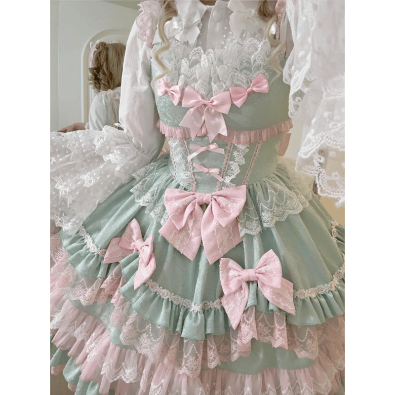 Rococo Princessジャンパースカート ミント×ピンク | tulle オンライン