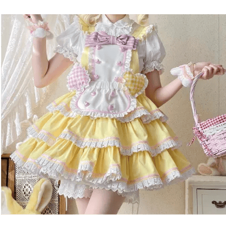 Sweet Waitressエプロン付きサロペット　イエロー／select