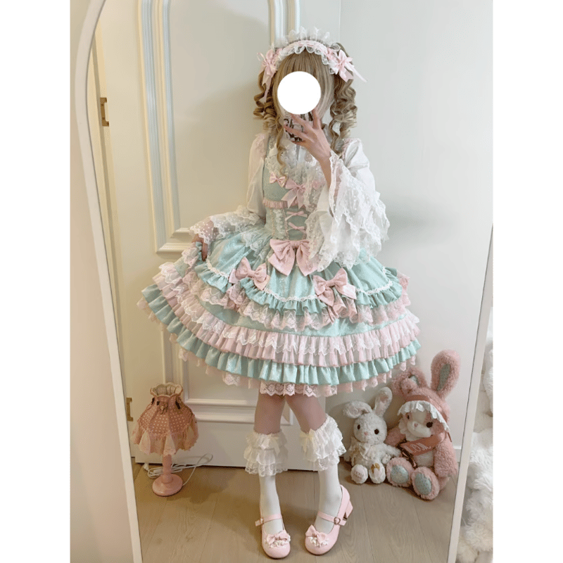 BABY プリンセスジャンパースカート ペールミント Rococo Princessジャンパースカート ミント×ピンク | tulle オンライン