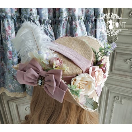 European rose＆Featherドレスハット　ピンク／select