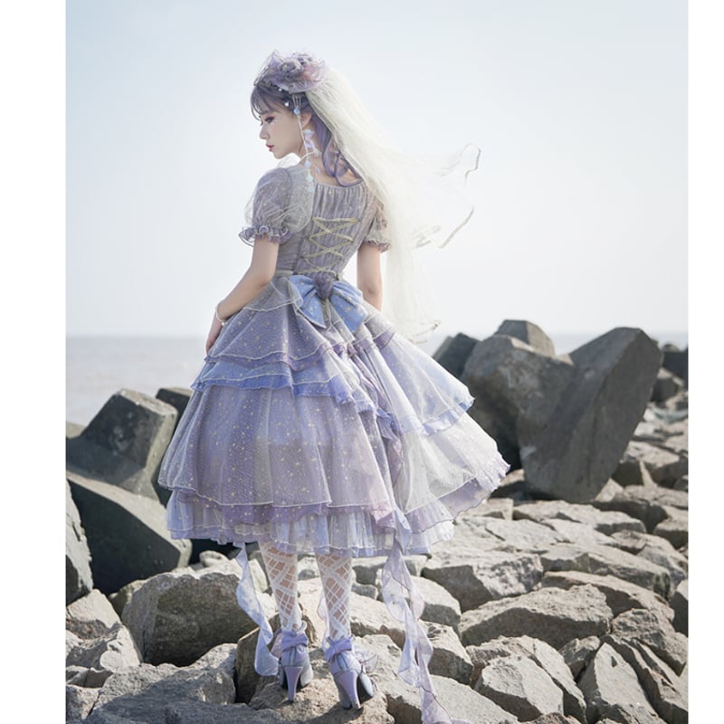 ハピハピ♪‼️ 新品✨イギンフリル付きラベンダードレス 新品✨イギンフリル付きラベンダードレス ハピハピ♪‼️ 新品