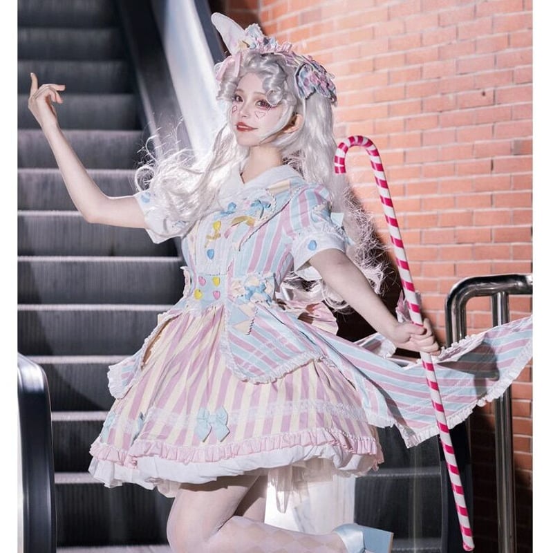 Circus Stripe ドレス ピンク×サックス/select | tulle Circus Stripe ドレス ピンク×サックス/select | tulle