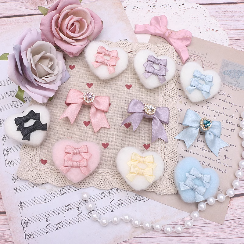 ふわふわハート&リボンクリップset 7色 | tulle オンラインストア