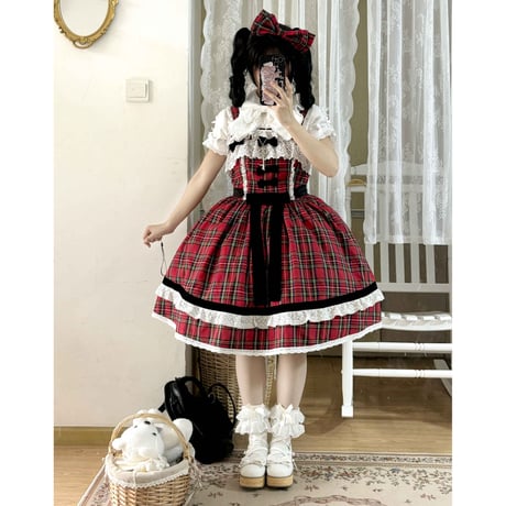 White Tea Dollyジャンパースカート　レッド