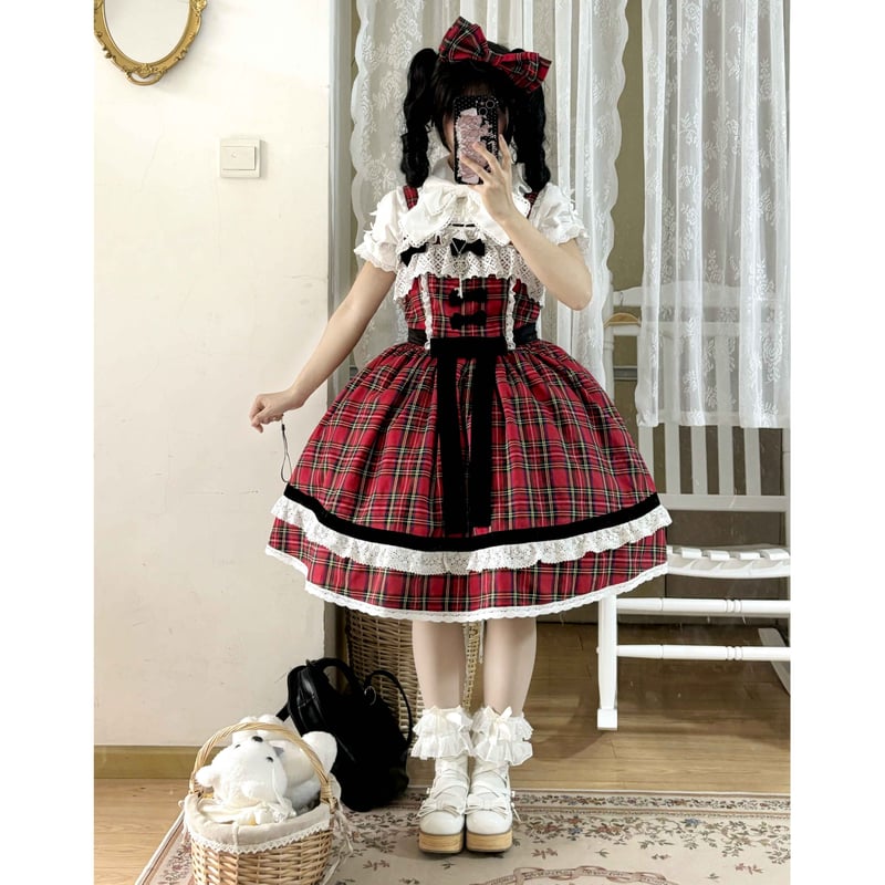 White Tea Dollyジャンパースカート レッド | tulle オンラインストア