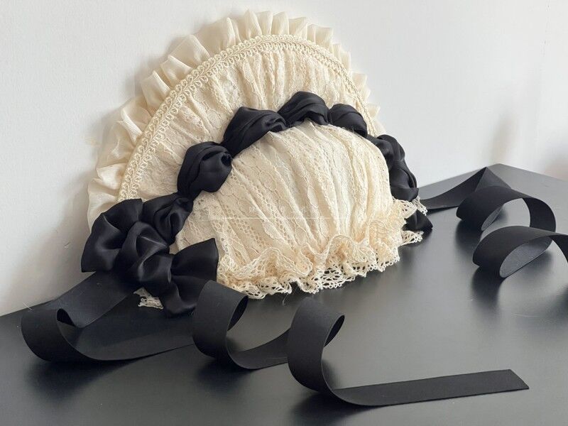 Victorian maiden ハーフボンネット 黒レース Victorian maiden