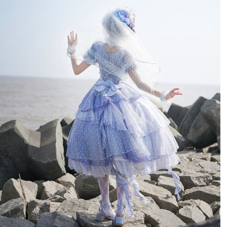 Deep Sea Girlワンピースドレス  サックス