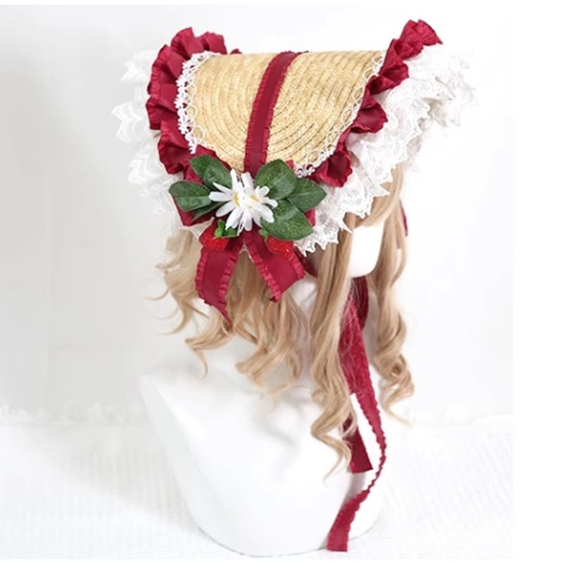 Strawberry 麦わらボンネット レッド | tulle オンラインストア