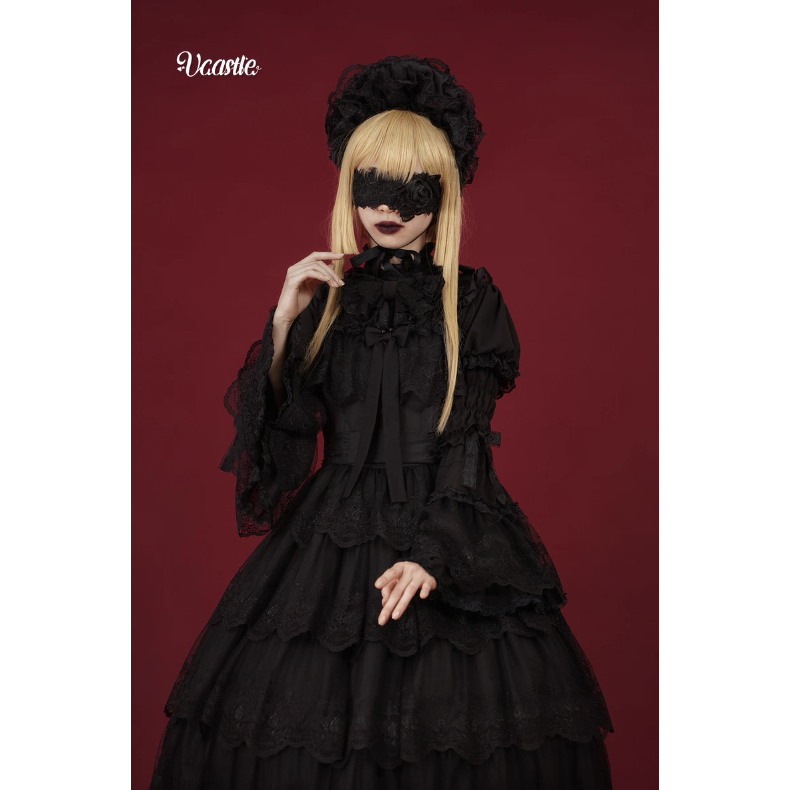 Glazed Flower Banquet 姫袖ブラウス(2way) ブラック | tulle