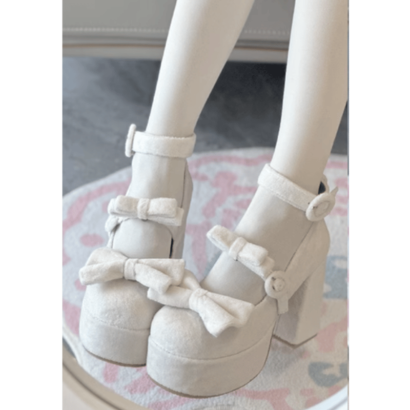 ふわふわBABYリボンパンプス ホワイト | tulle オンラインストア