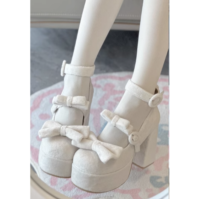 ふわふわBABYリボンパンプス ホワイト | tulle オンラインストア