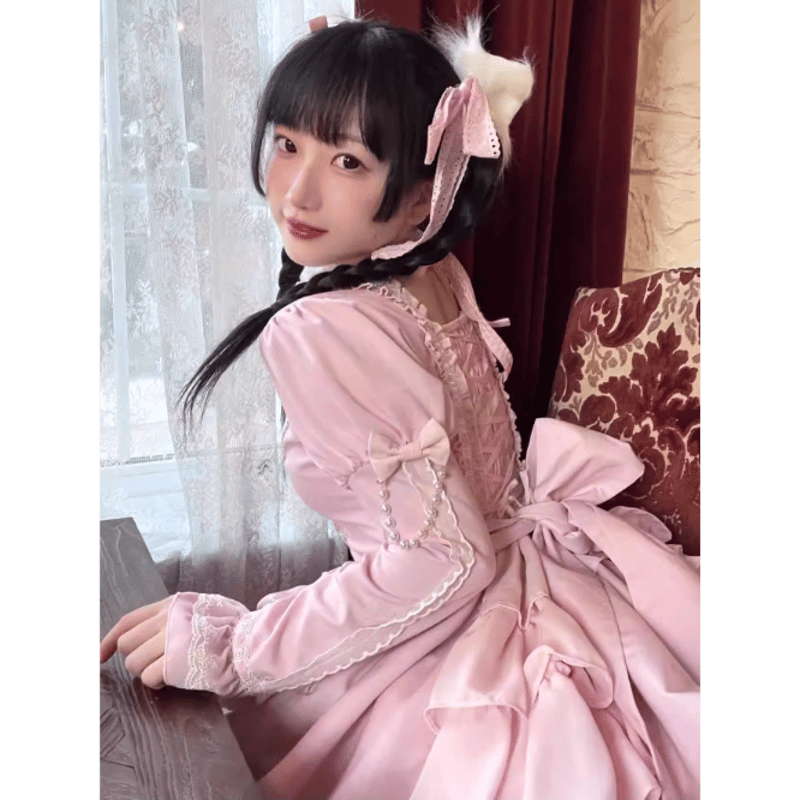 Lovelyピンク×レースおリボンワンピース Lovelyピンク×レースおリボンワンピース