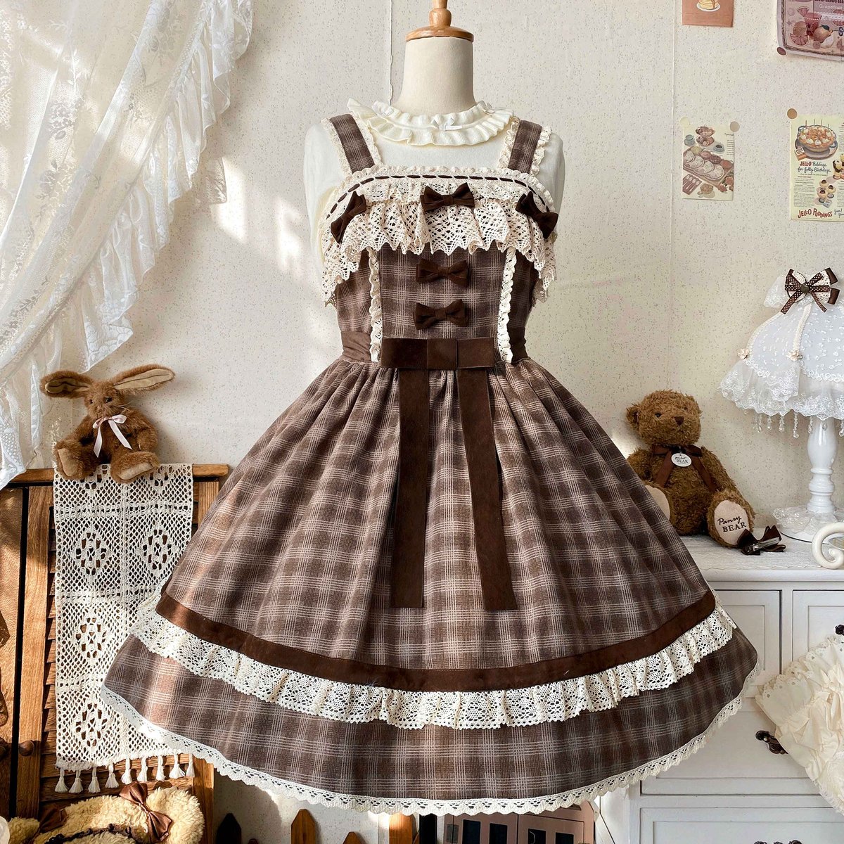 White Tea Dollyジャンパースカート ブラウン | tulle オンラインストア