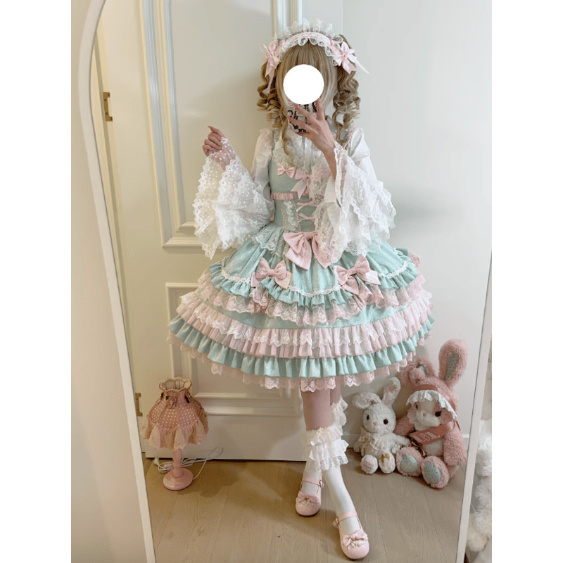 Rococo Princessジャンパースカート ミント×ピンク | tulle オンライン
