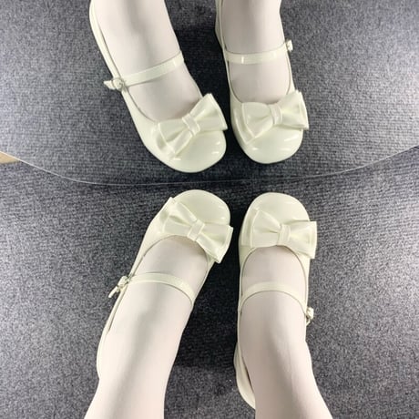 Ribbon Heart ミドルヒールメリージェーン ホワイト