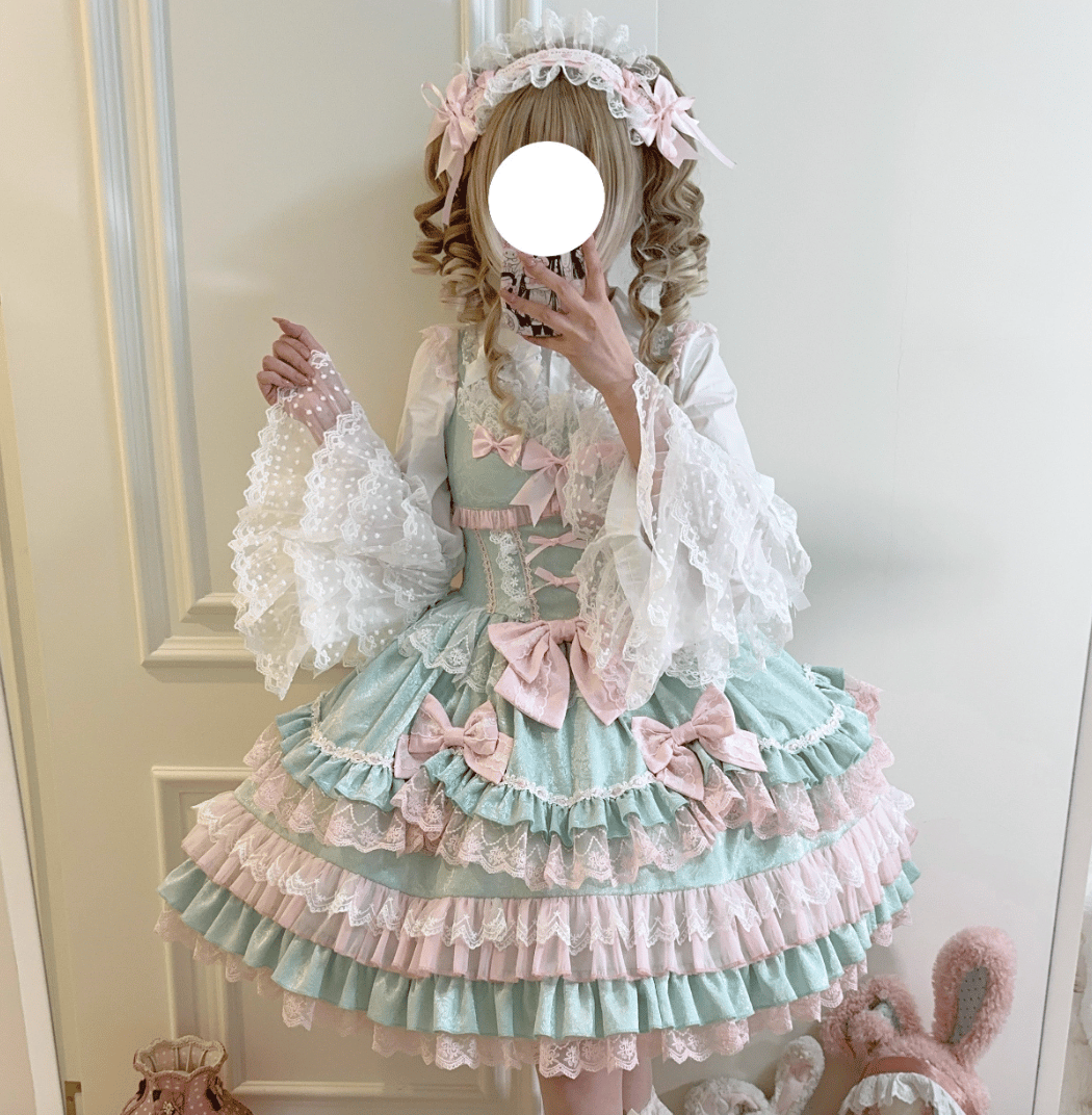 Rococo Princessジャンパースカート ミント×ピンク | tulle オンライン