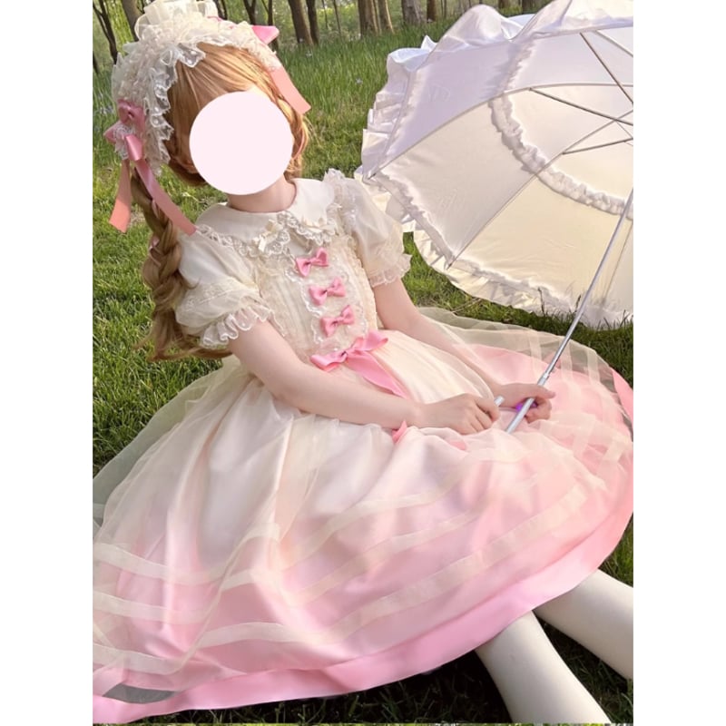 Sweetheart Parfaiteria柄スカラップジャンパースカートピンク Sweetheart Parfaiteria柄スカラップジャンパースカート – BABY