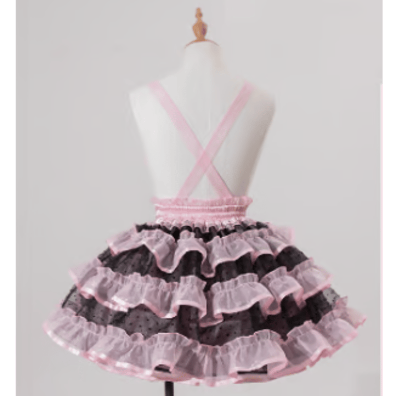 Sweet Heartエプロンスカート ブラック×ピンク | tulle オンラインストア