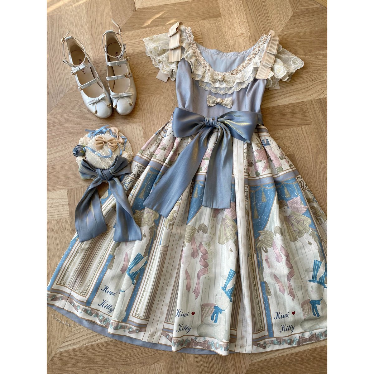 Rabbit＆Angel エンジェルスリーブジャンパースカート サックス